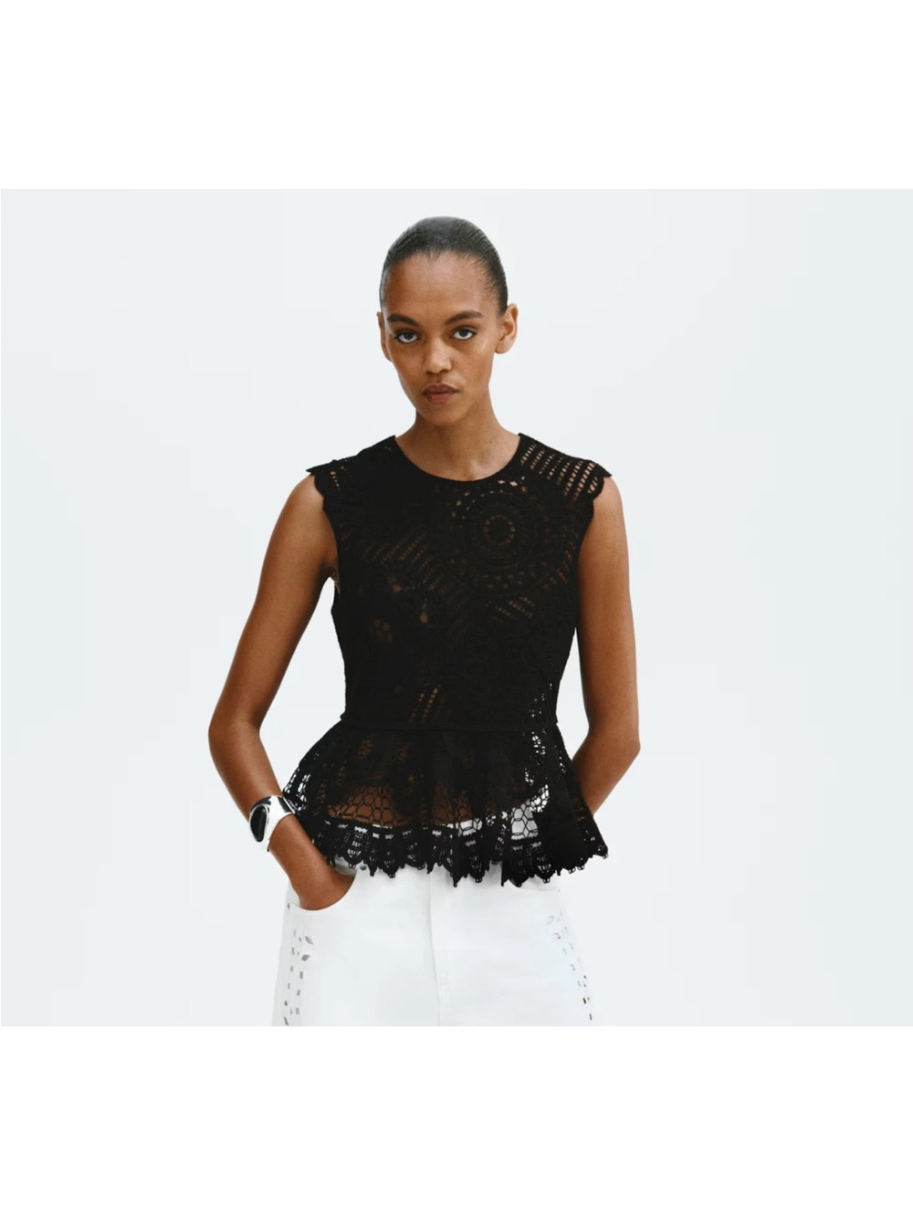 H&M Edition CROCHET-LOOK PEPLUM TOP! SIZE S- SOLD OUT